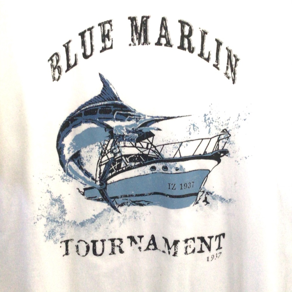 Izod Blue Marlin Graphic T-Shirt Size Large L